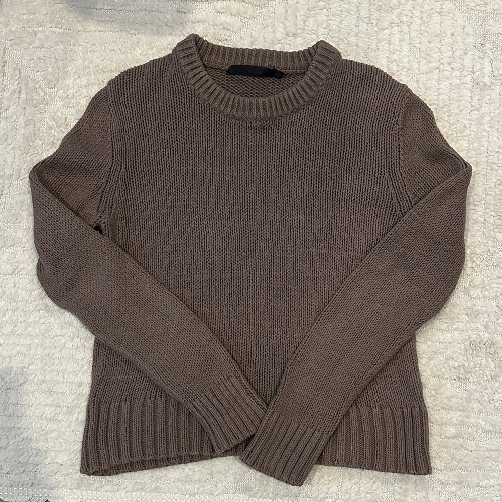 Jenni Kayne Taupe Fisherman Crew Neck Sweater